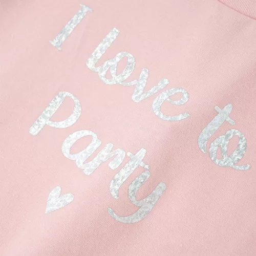 Világos rózsaszín fodros ujjú gyerekpóló 104