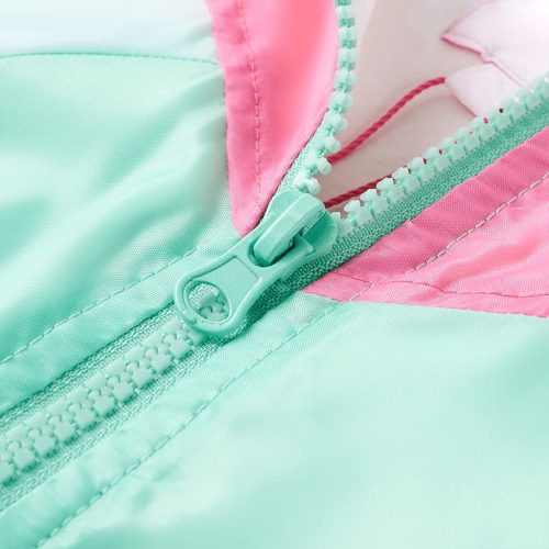 Többszínű kapucnis gyerekkabát cipzárral 116