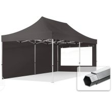   Professional összecsukható sátrak PROFESSIONAL 400g/m2 ponyvával, alumínium szerkezettel, 2 oldalfallal, panoráma ablakkal - 3x6m sötétszürke