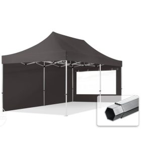   TP 3x6m összecsukható 800N alumínium pavilon, 2 db oldalfallal - sötétszürke