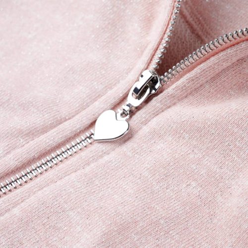 Vegyes világos rózsaszín kapucnis gyerekpulóver cipzárral 104