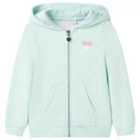   Vegyes világos mentaszínű kapucnis gyerekpulóver cipzárral 92