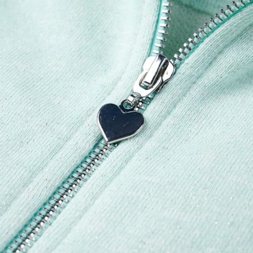 Vegyes világos mentaszínű kapucnis gyerekpulóver cipzárral 92