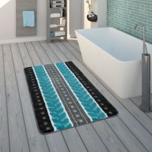 Csíkos fürdőszoba szőnyeg - kék-szürke 40x55 cm