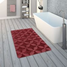   Rövidszálú fürdőszoba szőnyeg geometrikus mintával - piros 50x80 cm