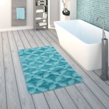   Rövidszálú fürdőszoba szőnyeg geometrikus mintával - türkiz 50x80 cm