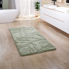   Csúszásgátlós virágos fürdőszobai szőnyeg - zöld 50x80 cm