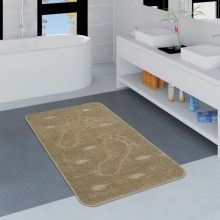 Lábnyomos fürdőszoba szőnyeg - bézs 80 cm átmérőjű