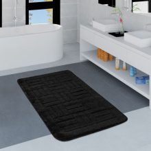   Checked mintás fürdőszoba szőnyeg - fekete 80 cm átmérőjű
