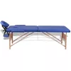  kétzónás kék összecsukható masszázsasztal fa vázzal