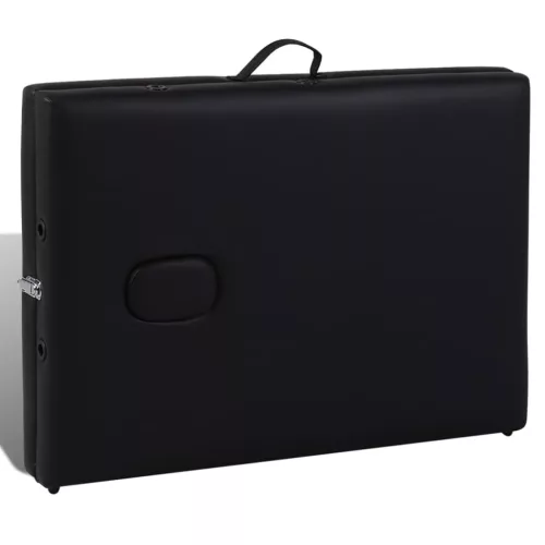  kétzónás fekete összecsukható masszázsasztal fa vázzal