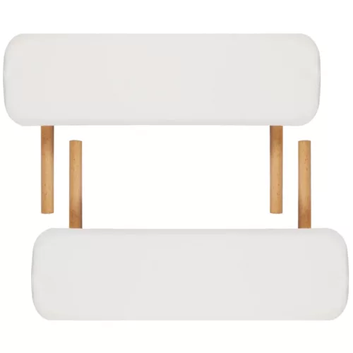  kétzónás krémfehér összecsukható masszázsasztal fa vázzal