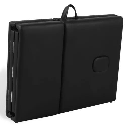   négyzónás fekete összecsukható masszázsasztal fa vázzal