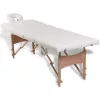  négyzónás krémfehér összecsukható masszázsasztal fa vázzal