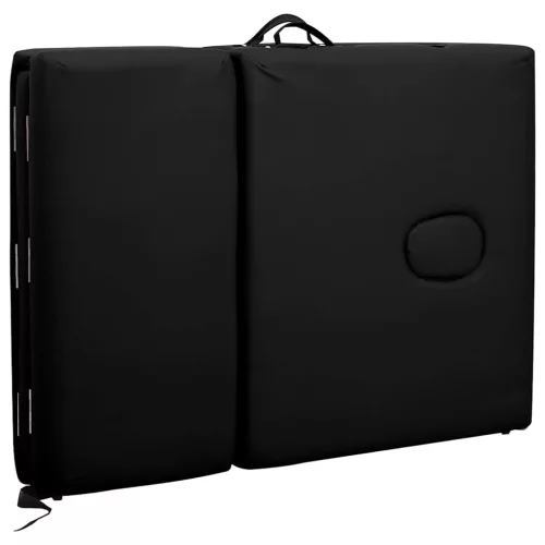  4 zónás fekete összecsukható masszázsasztal alumínium vázzal