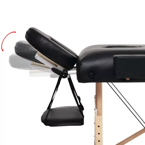  2 zónás fekete összecsukható 10 cm vastag masszázsasztal