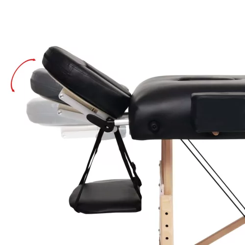  2 zónás fekete összecsukható 10 cm-es masszázsasztal és zsámoly