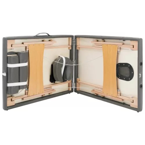  antracit 2 zónás masszázsasztal favázzal 186 x 68 cm