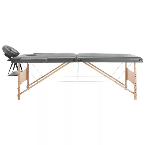  antracit 2 zónás masszázsasztal favázzal 186 x 68 cm