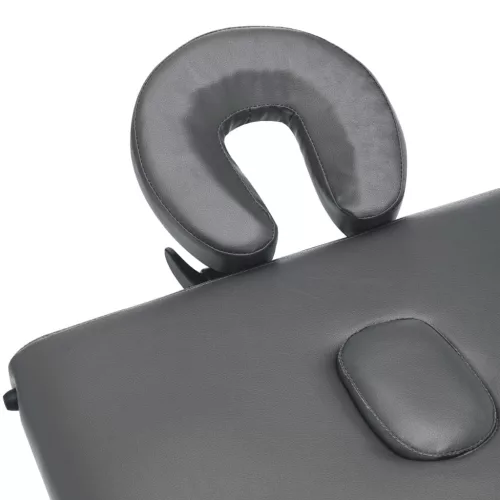  3 zónás antracitszürke masszázsasztal fa vázzal 186 x 68 cm