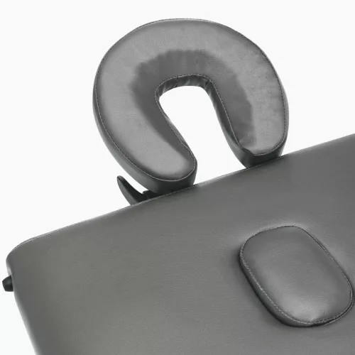  4 zónás antracitszürke masszázsasztal fa vázzal 186 x 68 cm