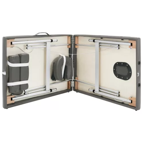  2 zónás antracit masszázsasztal alumínium vázzal 186 x 68 cm