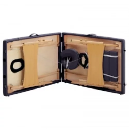  kétzónás lila összecsukható fa masszázsasztal