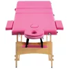  háromzónás rózsaszín összecsukható fa masszázsasztal