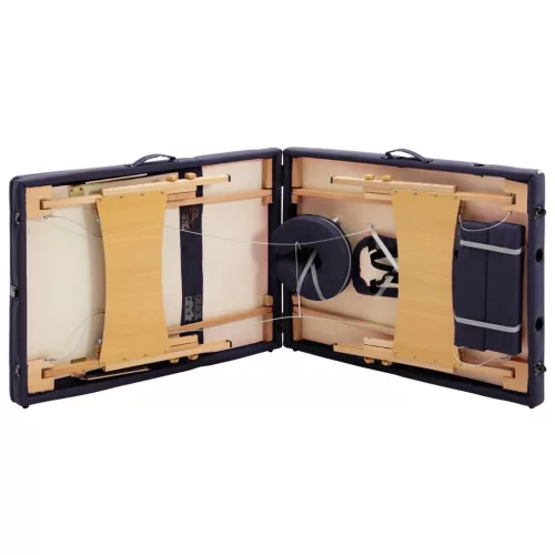  háromzónás lila összecsukható fa masszázsasztal