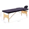  háromzónás lila összecsukható fa masszázsasztal