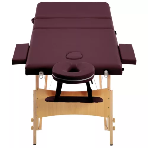  háromzónás borlila összecsukható fa masszázsasztal