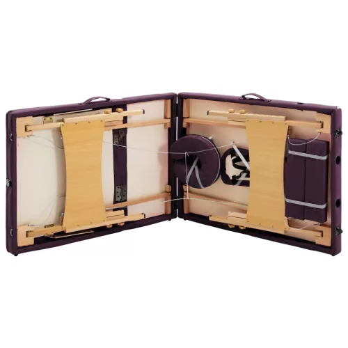  háromzónás borlila összecsukható fa masszázsasztal