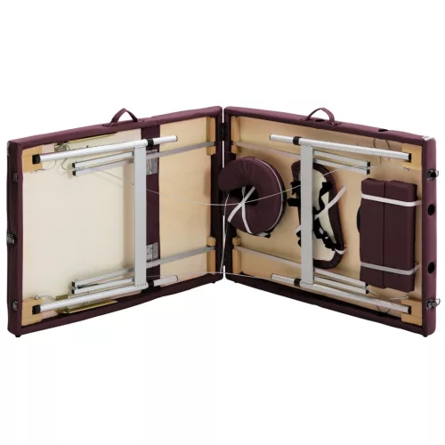  háromzónás sötétlila összecsukható alumínium masszázsasztal