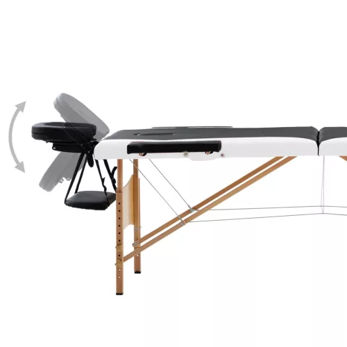   kétzónás fekete és fehér összecsukható fa masszázsasztal