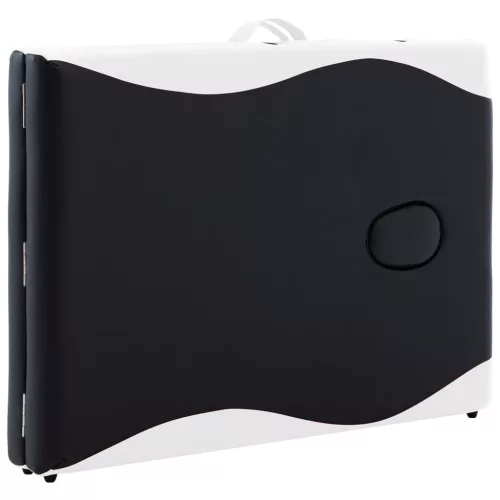   kétzónás fekete és fehér összecsukható fa masszázsasztal