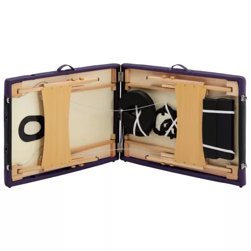   kétzónás fekete összecsukható fa masszázsasztal