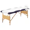  kétzónás fehér és lila összecsukható fa masszázsasztal