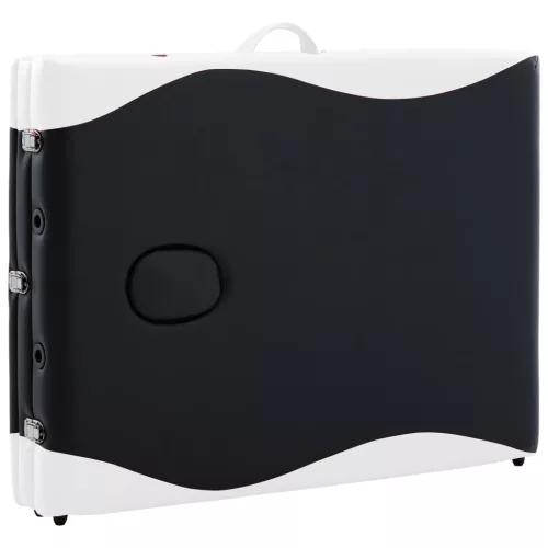   háromzónás fekete és fehér összecsukható fa masszázsasztal