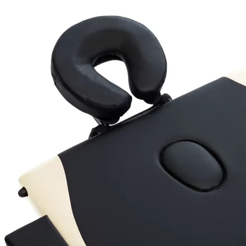   háromzónás fekete és bézs összecsukható fa masszázsasztal