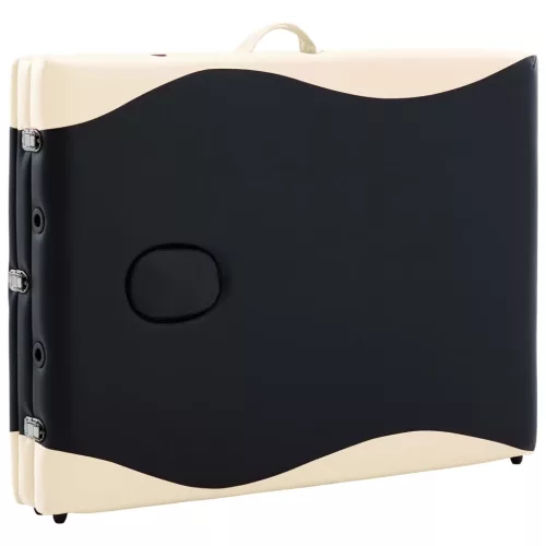   háromzónás fekete és bézs összecsukható fa masszázsasztal