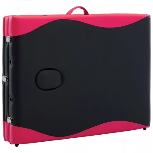  háromzónás fekete és rózsaszín összecsukható fa masszázsasztal