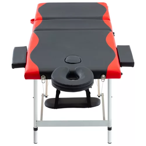   3 zónás fekete és piros összecsukható alumínium masszázsasztal