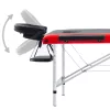   3 zónás fekete és piros összecsukható alumínium masszázsasztal