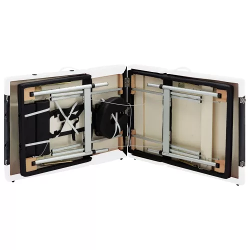  4 zónás fekete és fehér összecsukható alumínium masszázsasztal