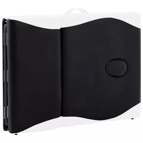  4 zónás fekete és fehér összecsukható alumínium masszázsasztal