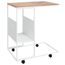 VID fehér szerelt fa kisasztal kerekekkel 55x36x63,5 cm