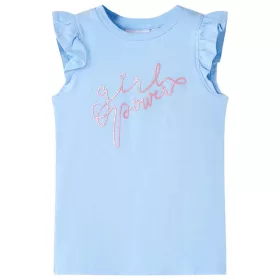 Világoskék fodros ujjú gyerekpóló 104