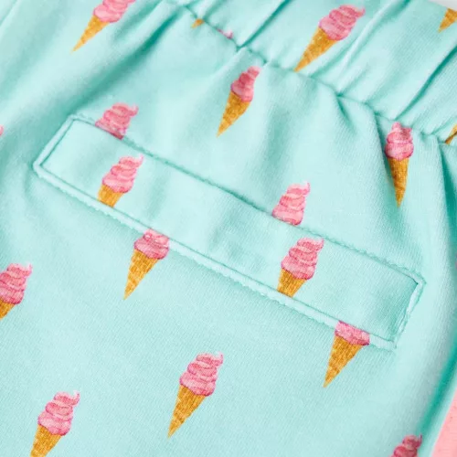 Mentaszínű gyerekrövidnadrág húzózsinórral 140