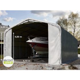   Garažni šator 6x12-bočna visina:4m, ulaz:4,1x4,0m-vatrootporno-WIKINGER PVC 720g/m2-sive boje