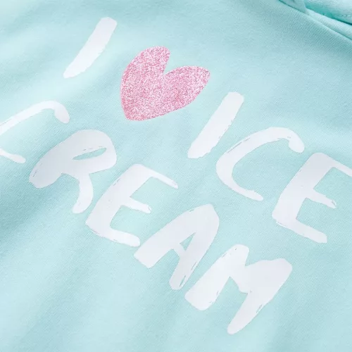 Világoskék kapucnis gyerekpulóver 104